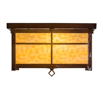 Meyda Tiffany Mission 4 Light 24" Wide Flush Mount Square Ceiling Fixture - Transparent Copper Finish