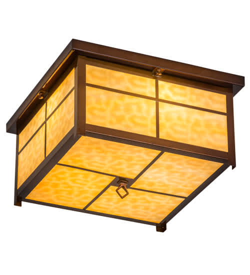 Mission 4 Light 24" Wide Flush Mount Square Ceiling Fixture - Transparent Copper Finish
