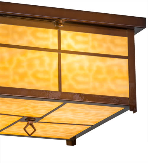 Mission 4 Light 24" Wide Flush Mount Square Ceiling Fixture - Transparent Copper Finish