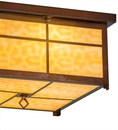 Mission 4 Light 24" Wide Flush Mount Square Ceiling Fixture - Transparent Copper Finish