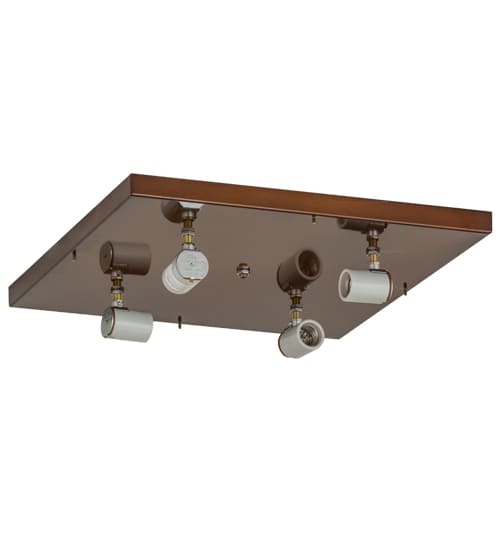 Mission 4 Light 24" Wide Flush Mount Square Ceiling Fixture - Transparent Copper Finish