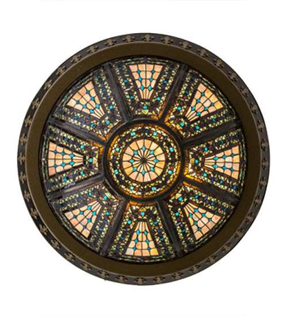 Fleur-de-lis 4 Light 28" Wide Semi-Flush Bowl Ceiling Fixture - Copper Vein Finish