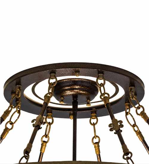 Fleur-de-lis 4 Light 28" Wide Semi-Flush Bowl Ceiling Fixture - Copper Vein Finish