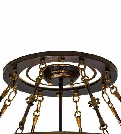 Fleur-de-lis 4 Light 28" Wide Semi-Flush Bowl Ceiling Fixture - Copper Vein Finish