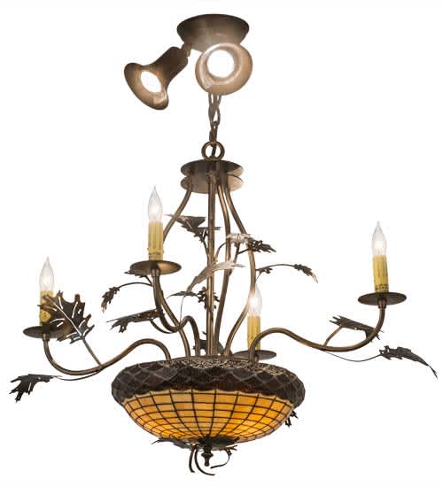 Greenbriar Oak 5 Light 30" Wide Taper Candle Style Chandelier