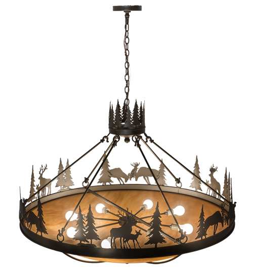 Deer Family 8 Light 48" Wide Pendant