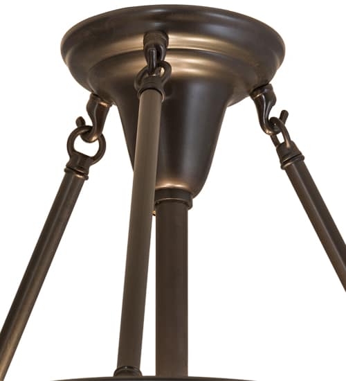 Arts and Crafts 3 Light 18" Wide Semi-Flush Bowl Ceiling Fixture with Beige Iridescent Glass Shade - Craftsman Brown Finish