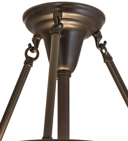 Arts and Crafts 3 Light 18" Wide Semi-Flush Bowl Ceiling Fixture with Beige Iridescent Glass Shade - Craftsman Brown Finish
