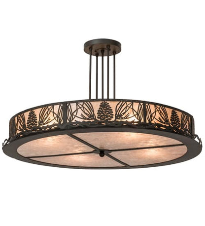 Mountain Pine 4 Light 36" Wide Semi-Flush Drum Ceiling Fixture - Oil Rubbed Bronze Finish