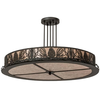 Mountain Pine 4 Light 36" Wide Semi-Flush Drum Ceiling Fixture - Oil Rubbed Bronze Finish