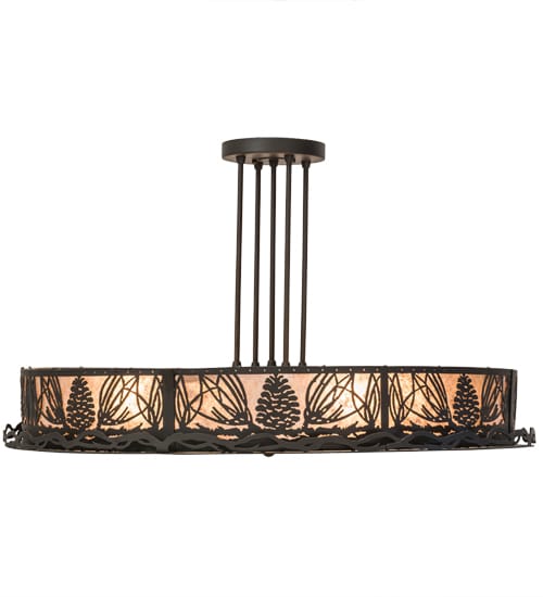 Mountain Pine 4 Light 36" Wide Semi-Flush Drum Ceiling Fixture - Oil Rubbed Bronze Finish