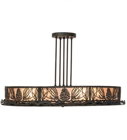 Mountain Pine 4 Light 36" Wide Semi-Flush Drum Ceiling Fixture - Oil Rubbed Bronze Finish