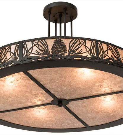 Mountain Pine 4 Light 36" Wide Semi-Flush Drum Ceiling Fixture - Oil Rubbed Bronze Finish