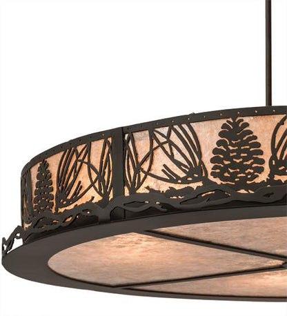 Mountain Pine 4 Light 36" Wide Semi-Flush Drum Ceiling Fixture - Oil Rubbed Bronze Finish