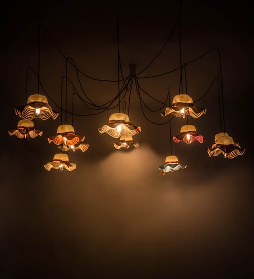 Castiliolite Cappelli 12 Light Adjustable Width Abstract Multi Light Pendant