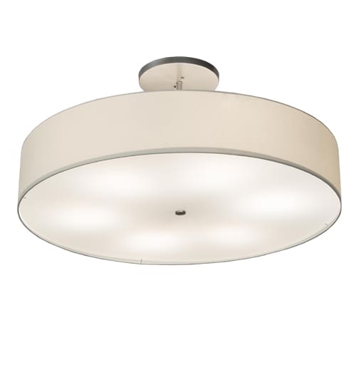 Cilindro 6 Light 42" Wide Semi-Flush Drum Ceiling Fixture - Nickel Finish