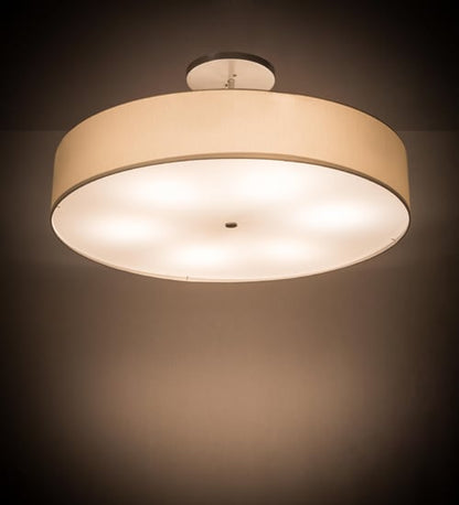 Cilindro 6 Light 42" Wide Semi-Flush Drum Ceiling Fixture - Nickel Finish