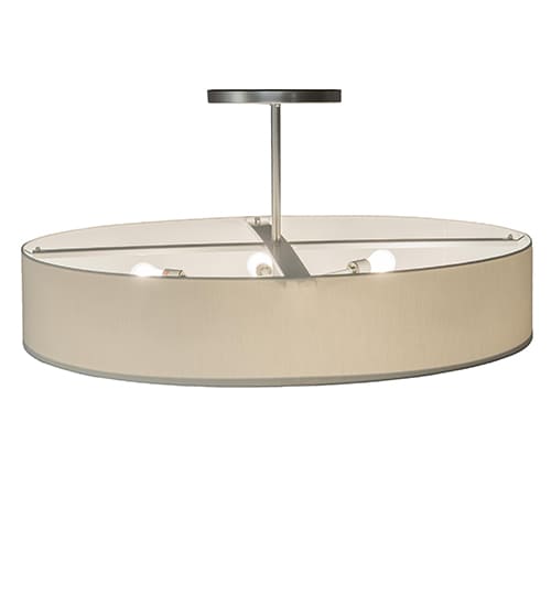 Cilindro 6 Light 42" Wide Semi-Flush Drum Ceiling Fixture - Nickel Finish