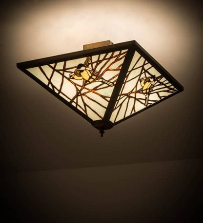 Backyard Friends 4 Light 30" Wide Semi-Flush Ceiling Fixture - Antique Copper Finish - GU24 Bulb Base
