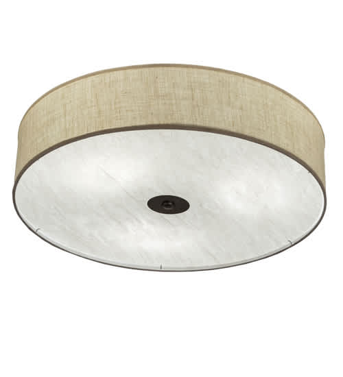 Cilindro 3 Light 36" Wide Semi-Flush Drum Ceiling Fixture with Off-White Shade - Nickel Finish