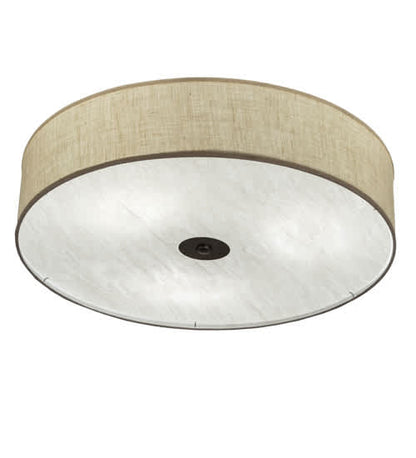Cilindro 3 Light 36" Wide Semi-Flush Drum Ceiling Fixture with Off-White Shade - Nickel Finish