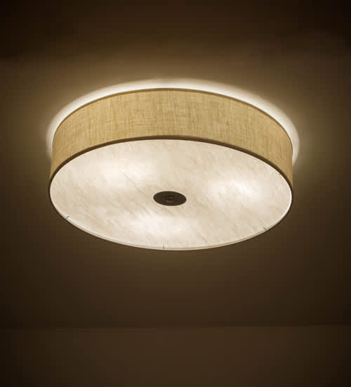 Cilindro 3 Light 36" Wide Semi-Flush Drum Ceiling Fixture with Off-White Shade - Nickel Finish