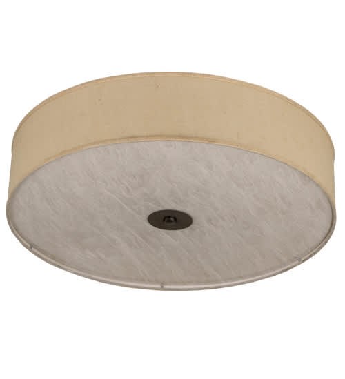 Cilindro 3 Light 36" Wide Semi-Flush Drum Ceiling Fixture with Off-White Shade - Nickel Finish