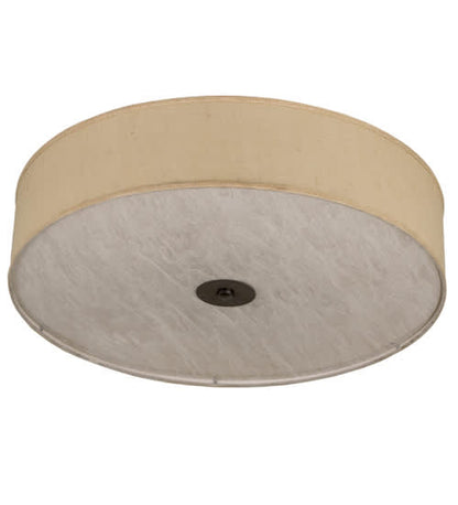 Cilindro 3 Light 36" Wide Semi-Flush Drum Ceiling Fixture with Off-White Shade - Nickel Finish