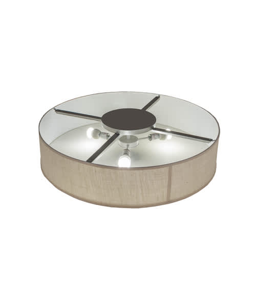Cilindro 3 Light 36" Wide Semi-Flush Drum Ceiling Fixture with Off-White Shade - Nickel Finish