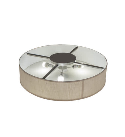 Cilindro 3 Light 36" Wide Semi-Flush Drum Ceiling Fixture with Off-White Shade - Nickel Finish