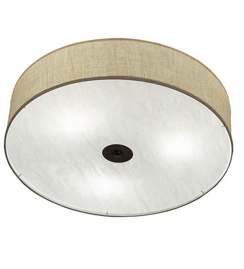 Cilindro 3 Light 36" Wide Semi-Flush Drum Ceiling Fixture with Off-White Shade - Nickel Finish