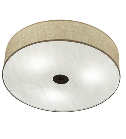 Cilindro 3 Light 36" Wide Semi-Flush Drum Ceiling Fixture with Off-White Shade - Nickel Finish