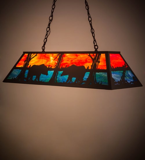 Bear at Lake 6 Light 17" Wide Linear Pendant