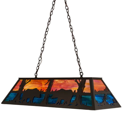 Bear at Lake 6 Light 17" Wide Linear Pendant