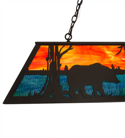 Bear at Lake 6 Light 17" Wide Linear Pendant