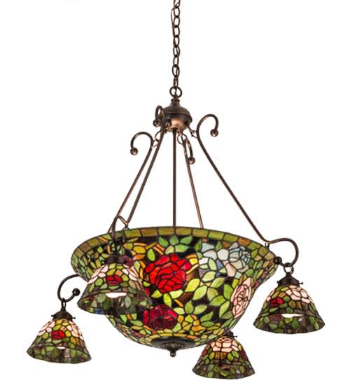 Tiffany Rosebush 5 Light 36" Wide Chandelier
