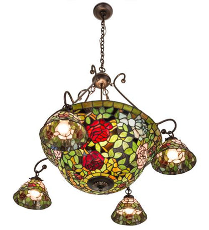 Tiffany Rosebush 5 Light 36" Wide Chandelier