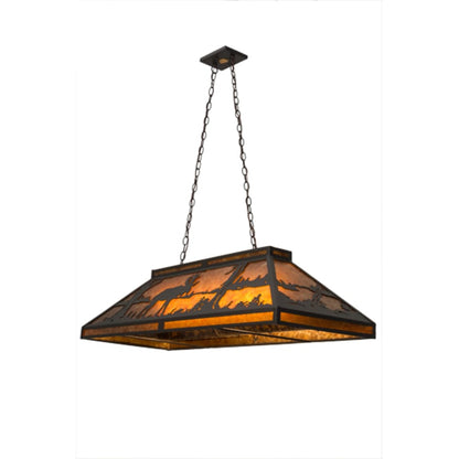 Meyda Tiffany Moose and Black Bear 9 Light 48" Wide Linear Pendant