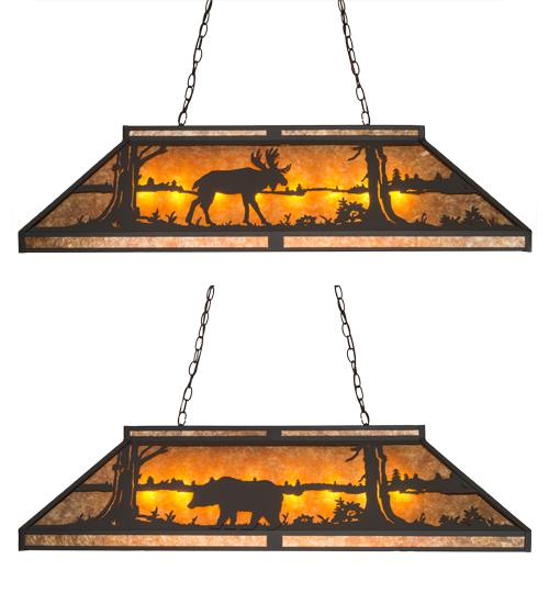 Moose and Black Bear 9 Light 18" Wide Linear Pendant