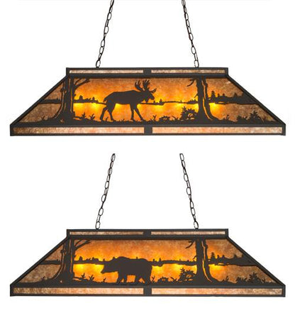 Moose and Black Bear 9 Light 18" Wide Linear Pendant