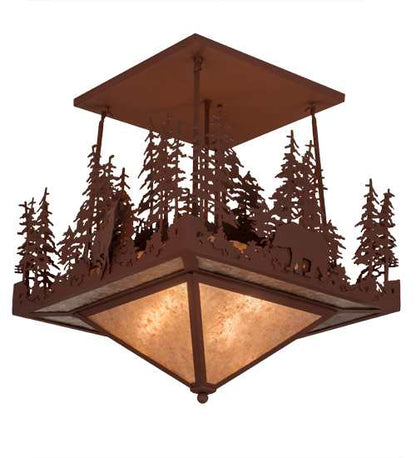 Wildlife at Pine Lake 4 Light 33" Wide Semi-Flush Ceiling Fixture