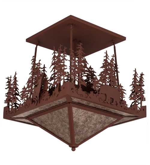 Wildlife at Pine Lake 4 Light 33" Wide Semi-Flush Ceiling Fixture