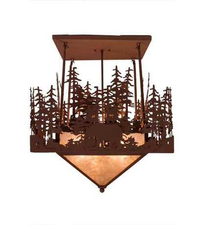 Wildlife at Pine Lake 4 Light 33" Wide Semi-Flush Ceiling Fixture