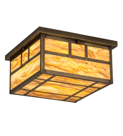 Hyde Park Double Bar Mission 4 Light 29" Wide Flush Mount Square Ceiling Fixture