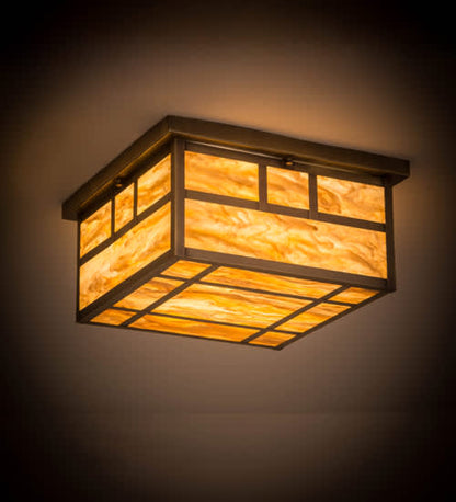 Hyde Park Double Bar Mission 4 Light 29" Wide Flush Mount Square Ceiling Fixture