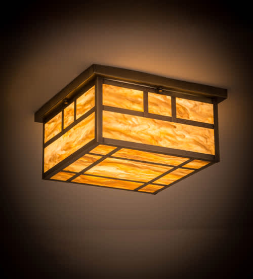 Hyde Park Double Bar Mission 4 Light 29" Wide Flush Mount Square Ceiling Fixture