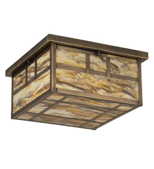 Hyde Park Double Bar Mission 4 Light 29" Wide Flush Mount Square Ceiling Fixture