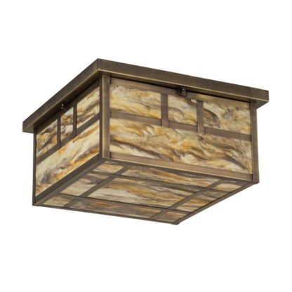 Meyda Tiffany Hyde Park Double Bar Mission 4 Light 29" Wide Flush Mount Square Ceiling Fixture