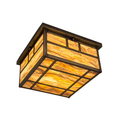 Hyde Park Double Bar Mission 4 Light 29" Wide Flush Mount Square Ceiling Fixture