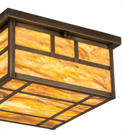 Hyde Park Double Bar Mission 4 Light 29" Wide Flush Mount Square Ceiling Fixture